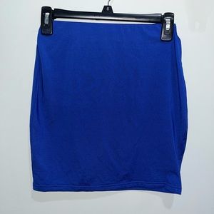 Blue plain body con skirt.